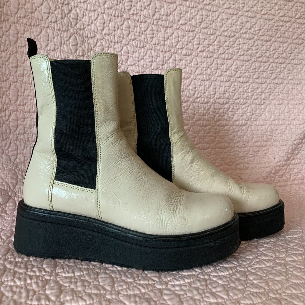 Vagabond platform white leather chelsea boots size 39